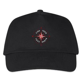 Find Your True North Kompass Kompassrose Symbol - Kinder Basecap - Schwarz - Vorne