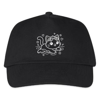 Swimming Kawaii Cat - Kids’ Baseball Cap - black - Front