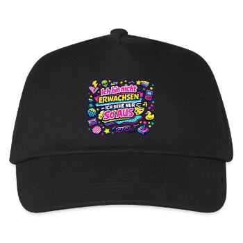 Ich bin nicht erwachsen – Retro - Kinder Basecap - Schwarz - Vorne