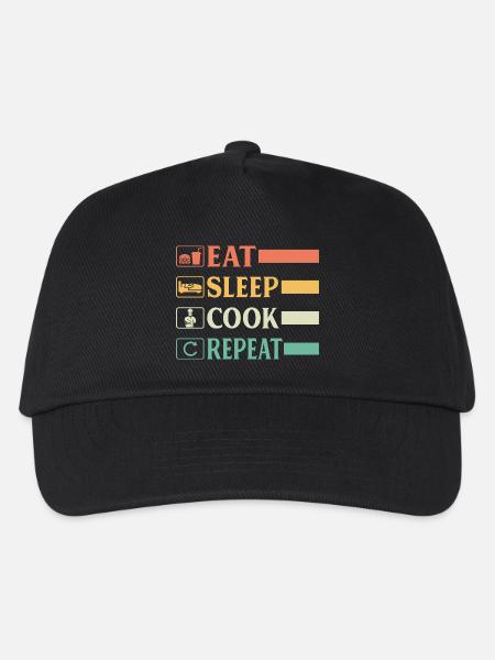 Lustiger Koch Chefkoch Bäcker Koch Eat Sleep Koch Rep - Kinder Basecap - Schwarz