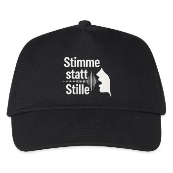 Stimme statt Stille Meinungsfreiheit Spruch - Kinder Basecap - Schwarz - Vorne