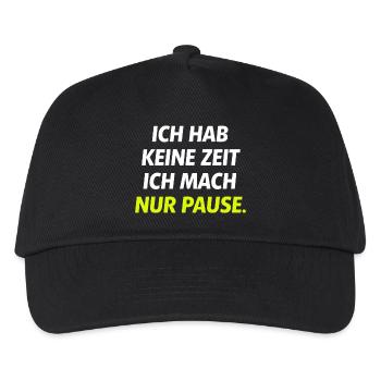 Ich hab keine Zeit Nur Pause - Kinder Basecap - Schwarz - Vorne