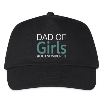 Dad of Girls Outnumbered Funny Daddy Saying - Kids’ Baseball Cap - black - Front