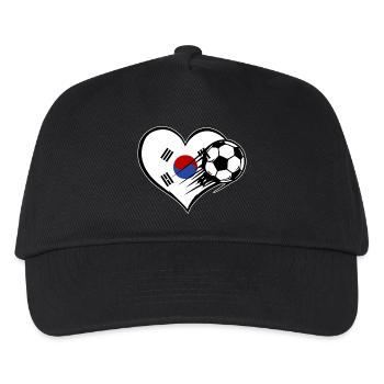 South Korea Flag Soccer with Heart - Kids’ Baseball Cap - black - Front