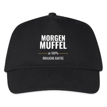 Morgenmuffel zu 100% – Brauche Kaffee - Kinder Basecap - Schwarz - Vorne