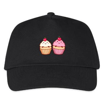 Kawaii Cupcake Muffin food Geschenk - Kinder Basecap - Schwarz - Vorne