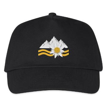 Alps Mountains with Edelweiss Flowers Nature Landscape - Kids’ Baseball Cap - black - Front