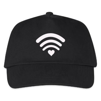 WLANLiebe Herz-Wifi Design - Kinder Basecap - Schwarz - Vorne