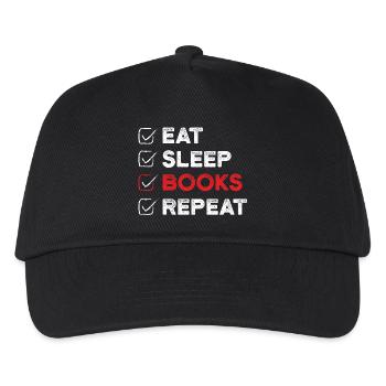 Eat Sleep Books Repeat Book Lover Gift - Kids’ Baseball Cap - black - Front