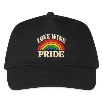 Love Wins Pride Regenbogen CSD LGBTQ Community - Kinder Basecap - Schwarz - Vorne