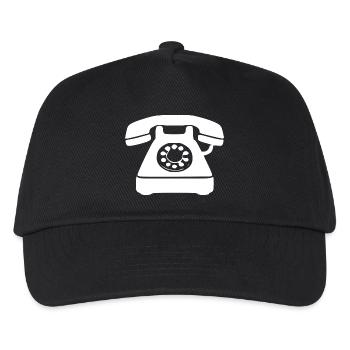 Retro Telefon Geschenk  - Kinder Basecap - Schwarz - Vorne