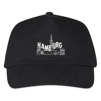 Hamburg skyline, Hamburg Germany, Hamburg city, Ha - Kinder Basecap - Schwarz - Vorne