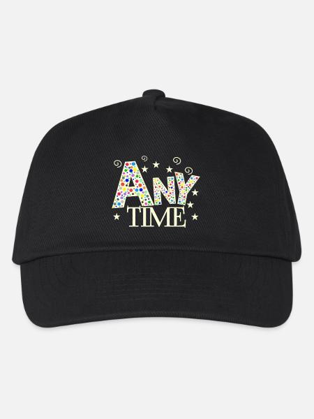 any time text - Kinder Basecap - Schwarz