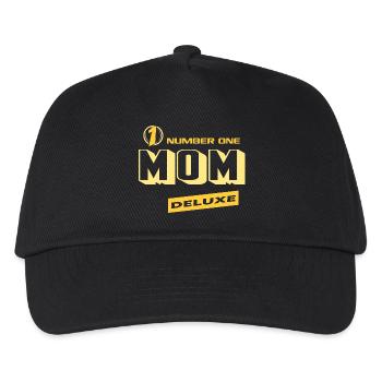 Mom Mama Number One Deluxe Bester Familie Mama - Kinder Basecap - Schwarz - Vorne