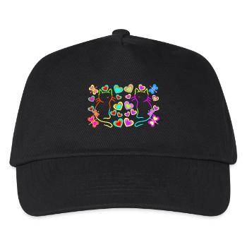 Sommer Retro Katzen Katze bunt Sommerzeit - Kinder Basecap - Schwarz - Vorne