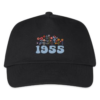 1955 Motif floral 1955 Thème floral Fleurs 1955 - Casquette de baseball Enfant - noir - Devant