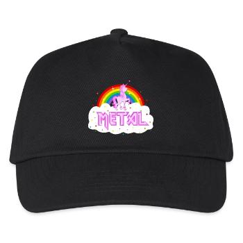 metal musik heavy einhorn regenbogen pink lustig - Kinder Basecap - Schwarz - Vorne