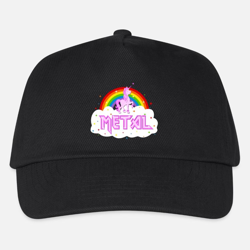 metal musik heavy einhorn regenbogen pink lustig - Kinder Basecap - Schwarz