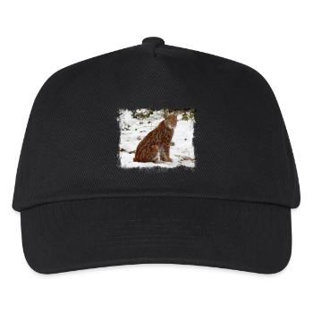 Wildnis Raubkatze Luchs im Schnee - Kinder Basecap - Schwarz - Vorne