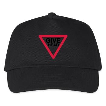 Give Head Road Sign (Give Way) - Kids’ Baseball Cap - black - Front