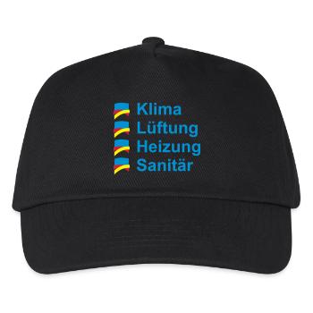 Klima Lüftung Heizung Sanitär - Kinder Basecap - Schwarz - Vorne