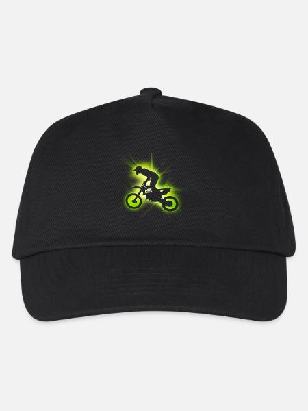Motocross Bike laser_green - Kinder Basecap - Schwarz