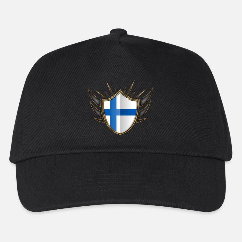 Finnland Flagge Wappen 014 - Kinder Basecap - Schwarz