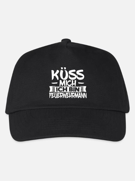 Küss mich ich bin Feuerwehrmann - Kinder Basecap - Schwarz