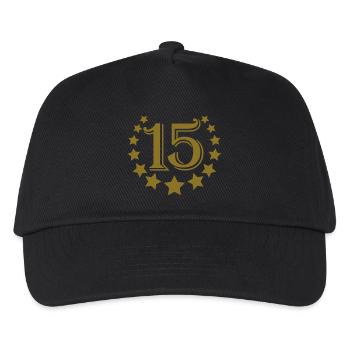 15_stars_birthday - Kids’ Baseball Cap - black - Front