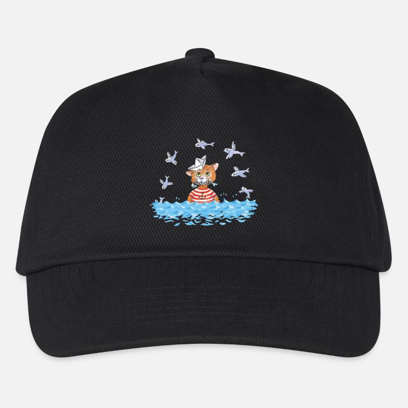 Fisch Katze - Kinder Basecap - Schwarz