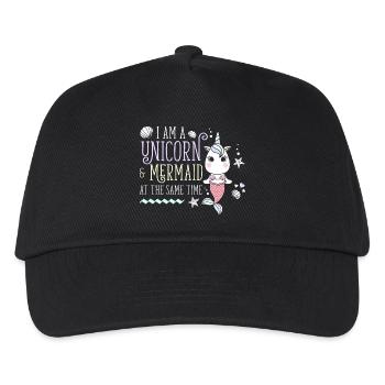 I am a Unicorn & Mermaid Einhorn Meerjungfrau - Kinder Basecap - Schwarz - Vorne