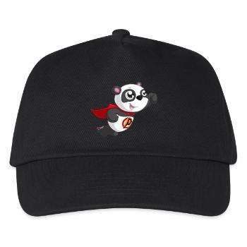 Superhelden Panda - Kinder Basecap - Schwarz - Vorne