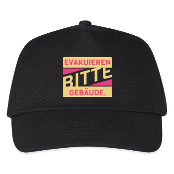 Evakuieren Gebäude Spruch Motto Geschenk lustig - Kinder Basecap - Schwarz - Vorne