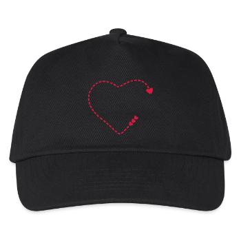 Herz offen, gestrichelt / open dashed heart (1c) - Kinder Basecap - Schwarz - Vorne