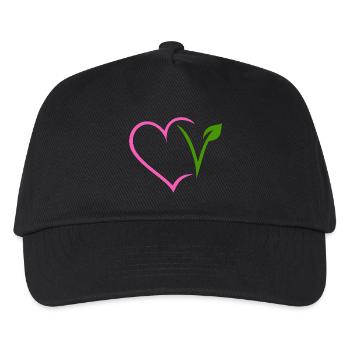 Vegan Herz - Kinder Basecap - Schwarz - Vorne
