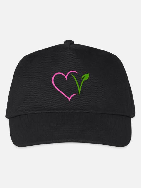 Vegan Herz - Kinder Basecap - Schwarz