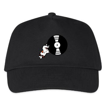 dj vinyl platte club musik auflegen disko party fe - Kinder Basecap - Schwarz - Vorne