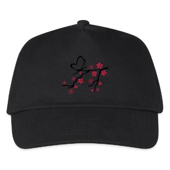 Liebe - Schmetterling Herz Zweig - Kinder Basecap - Schwarz - Vorne