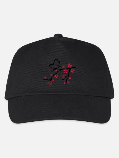 Liebe - Schmetterling Herz Zweig - Kinder Basecap - Schwarz