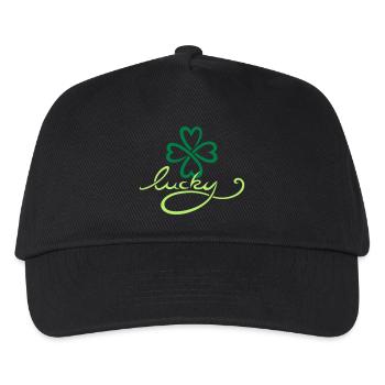 St Patricks Day Lucky Yoga Wellness Tattoo - Kinder Basecap - Schwarz - Vorne