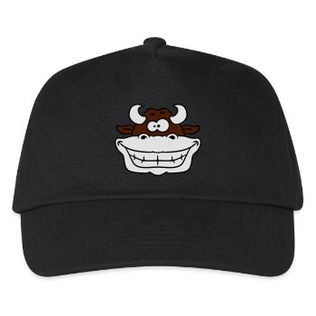 Crazy grinning cow - Kids’ Baseball Cap - black - Front
