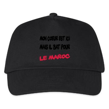 Mon coeur bat pour le Maroc - Kids’ Baseball Cap - black - Front
