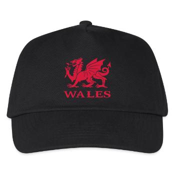 Flagge von Wales cymru dragon Welsh Dragon - Kinder Basecap - Schwarz - Vorne