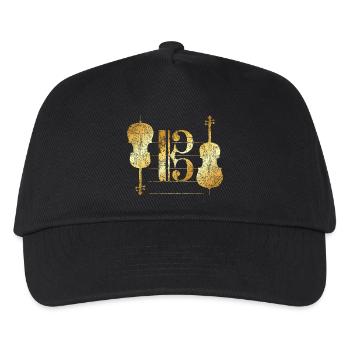 Tenor Clef & Cello (Golden Yellow) Cellist Cello - Kids’ Baseball Cap - black - Front
