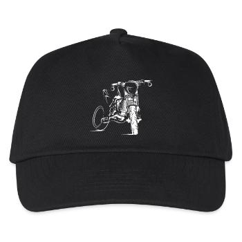 Supermoto Motorrad Illustration Biker custom Logo - Kinder Basecap - Schwarz - Vorne