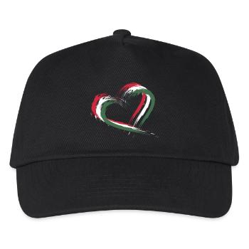 Coeur Brosse drapeau de la Hongrie - Casquette de baseball Enfant - noir - Devant