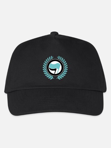 Antifa Logo mit einem Kranz - Kinder Basecap - Schwarz