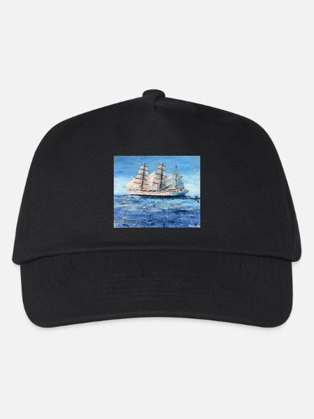 Gorch Fock Segelschiff auf stürmischem Meer - Kinder Basecap - Schwarz