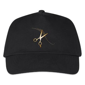 goldene Friseur Schere mit dunkelblonden Haaren - Kinder Basecap - Schwarz - Vorne