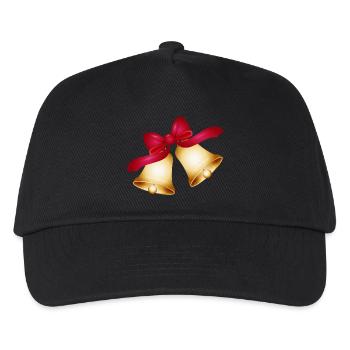 two golden bells with a large red bow - Kids’ Baseball Cap - black - Front